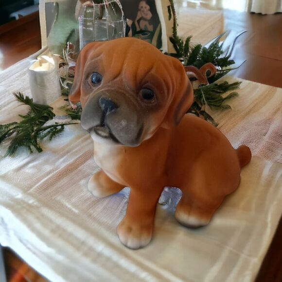 Vintage Boxer Dog Puppy Figure Harvey Knox Global Art Porcelain J21B83 1980s.  N - Picture 10 of 16